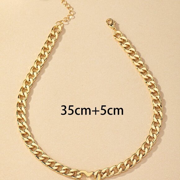 Yellow Gold Women's Fashion Heart Decor Choker - Picture 4 of 4